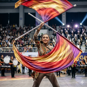 Tiang Bendera Colour Guard yang Ringan untuk Atraksi Lebih Lincah